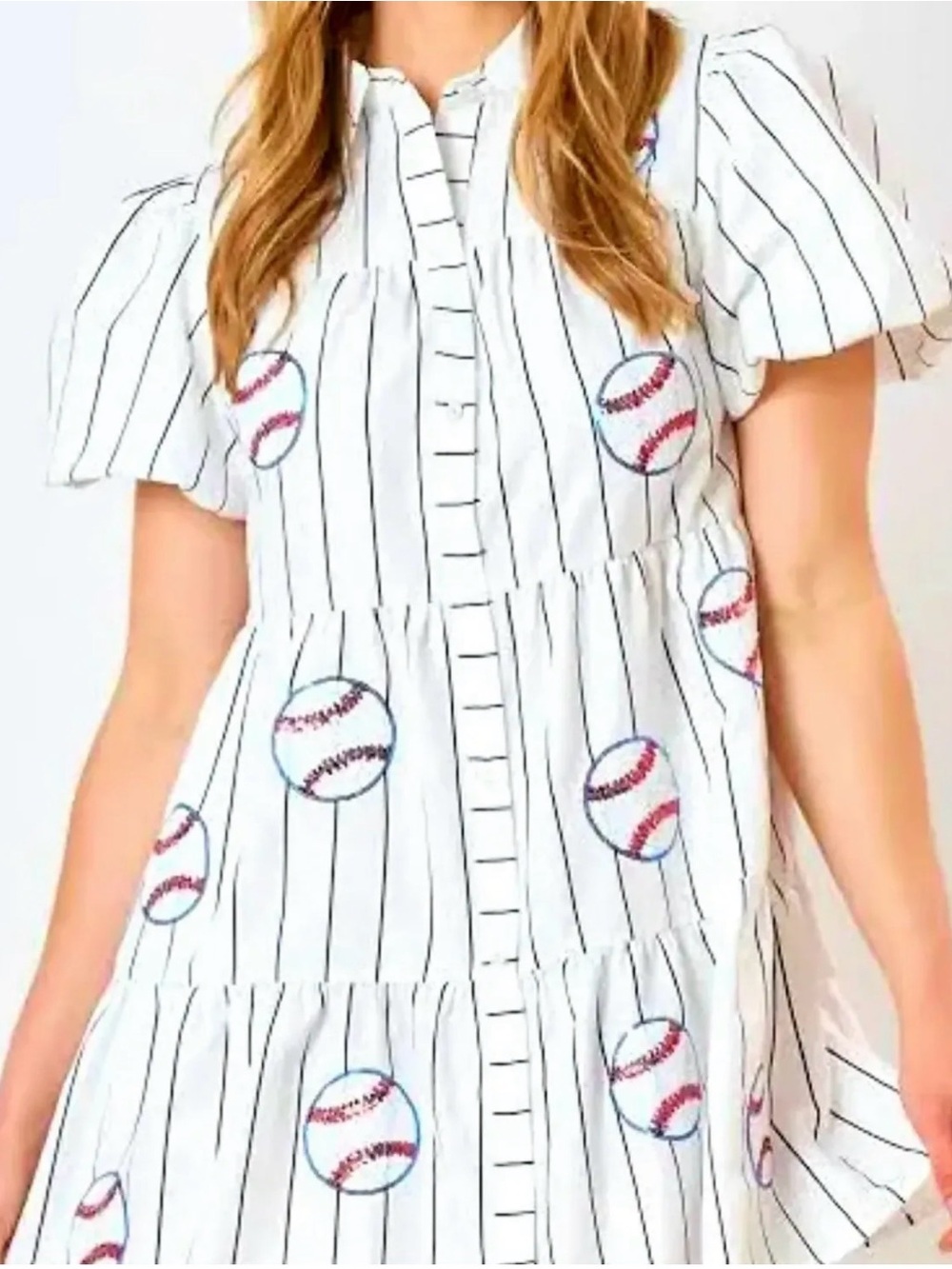 Fantastic Fawn White Button-Up Baseball Dress